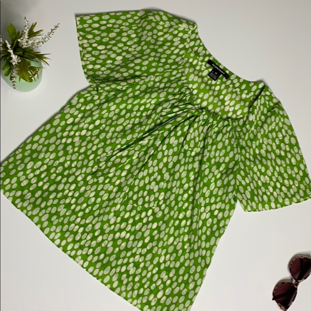 Ellen Tracy silk blouse size 10 green and white